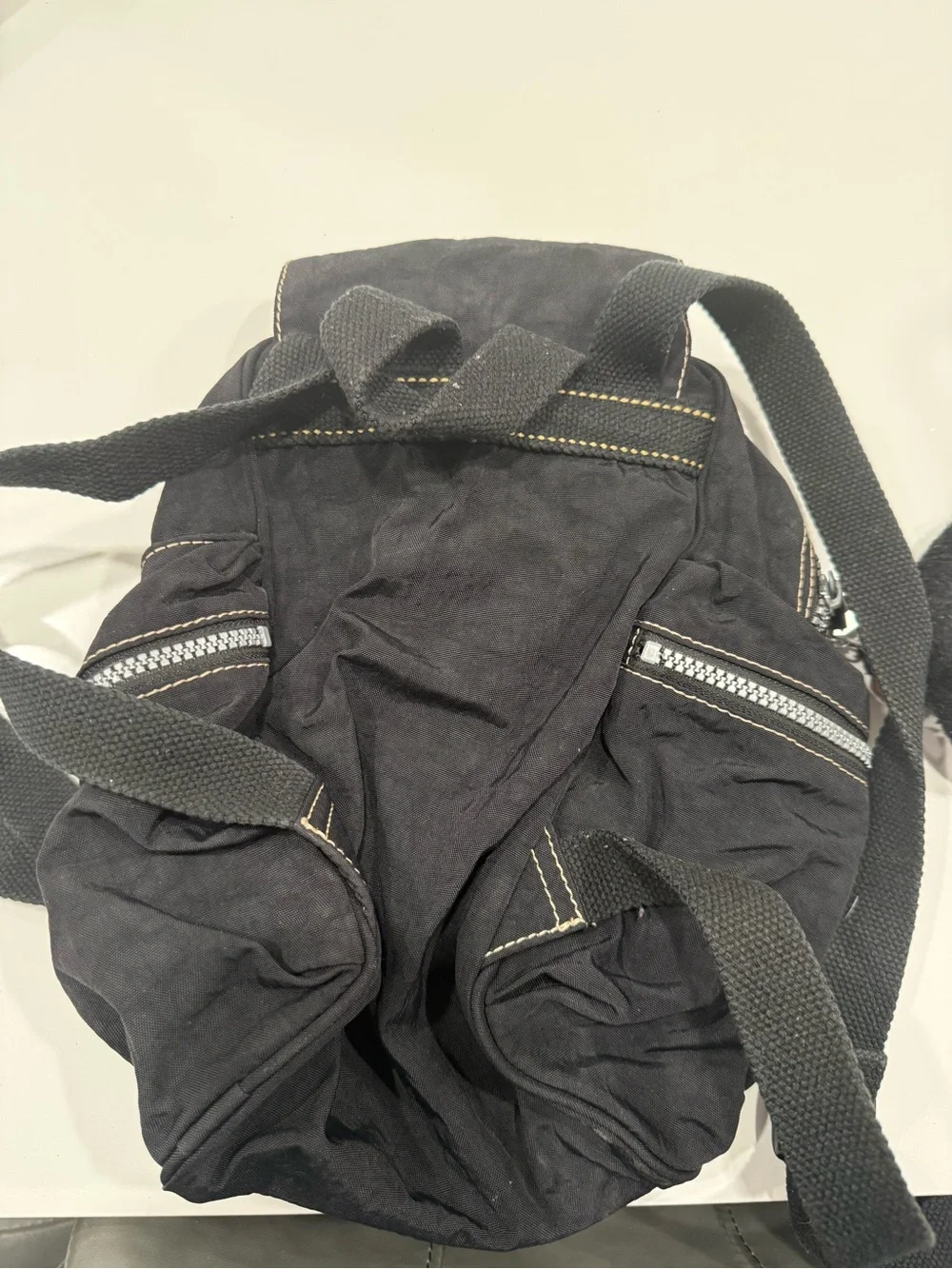 Kipling Black Canvas Mini Backpack with Monkey Charm